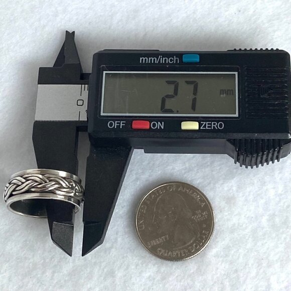 Sterling Silver 925 8MM Unisex Braided Rope Wide Band Spinner Ring Size 8.25 8g - Picture 14 of 16